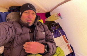 Colibasanu inside a tent