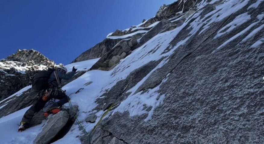 A climber on a mixed face.