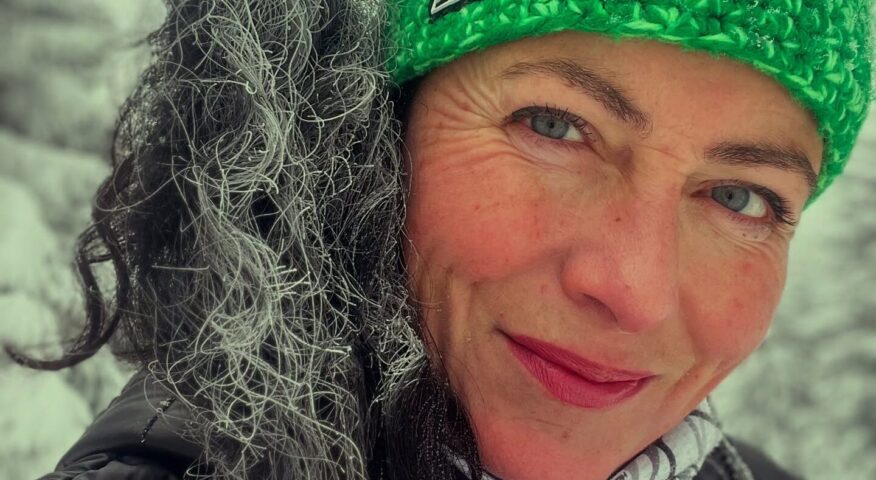 Close shot of Klara Kolouchova, with frosted hair.