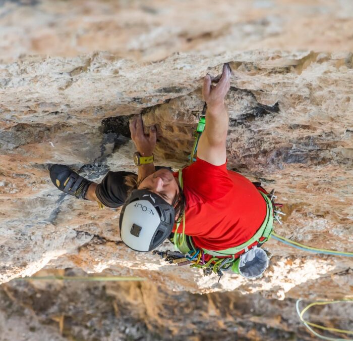 Gietl climbing on rock