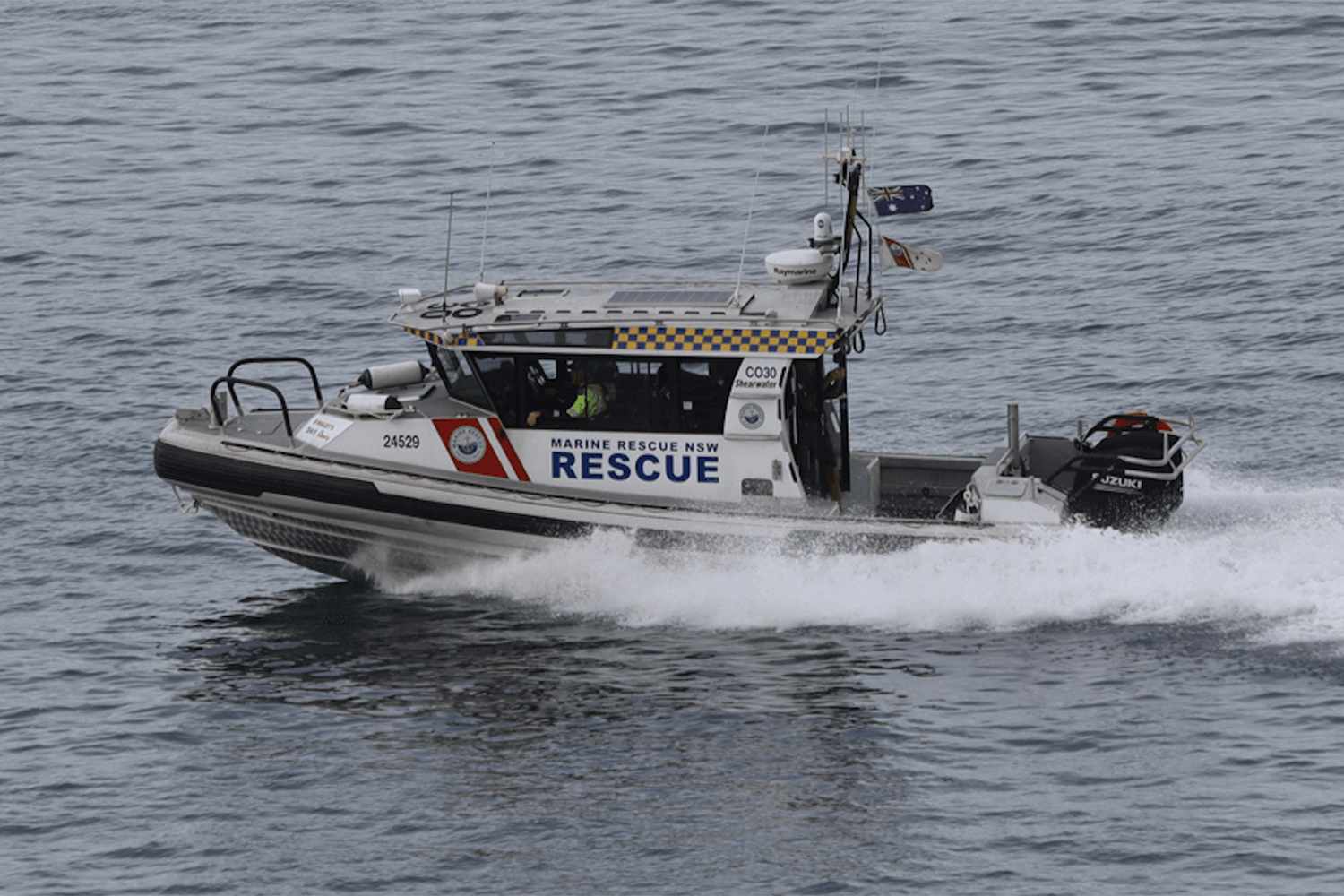 A speedboat at sea