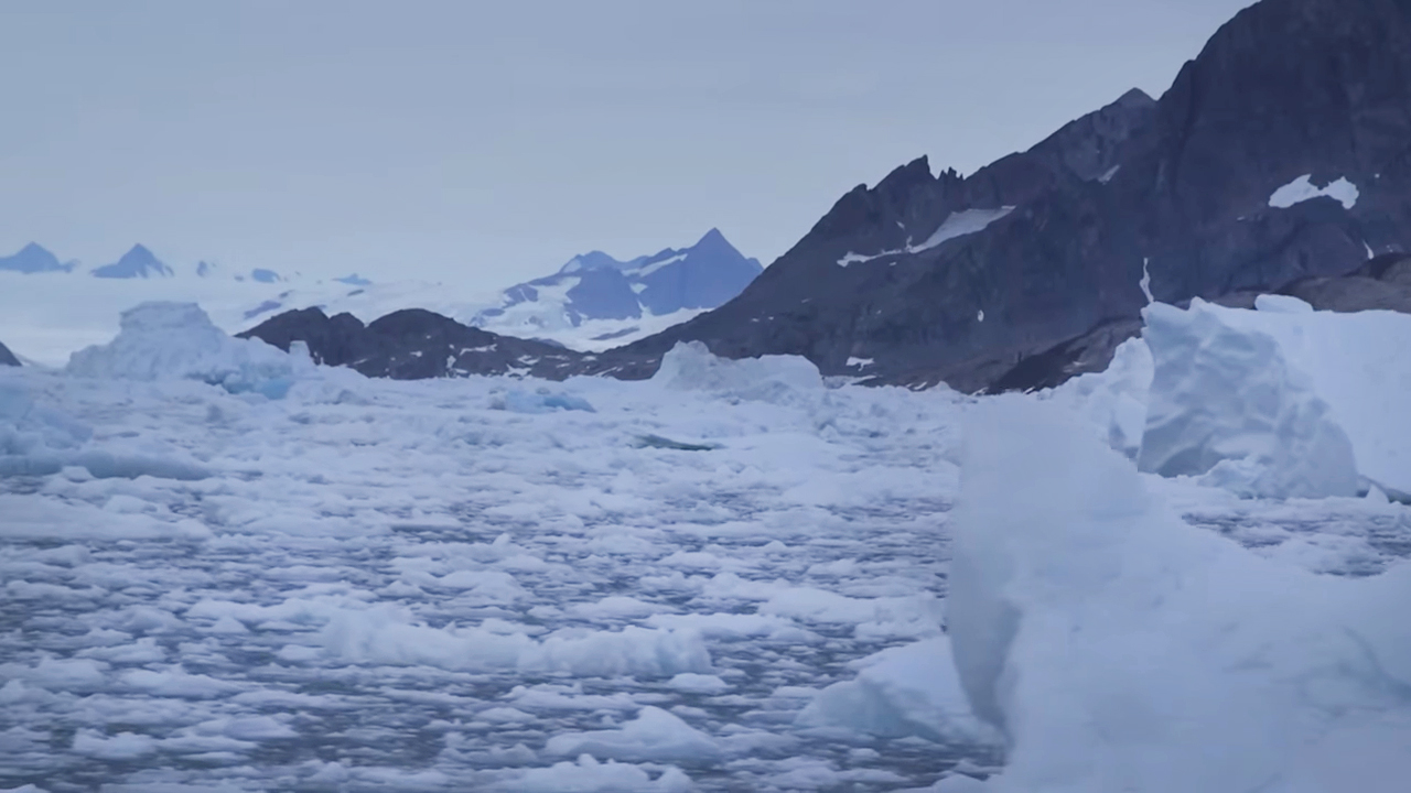 jagged rocky coast and a lot of loose sea ice