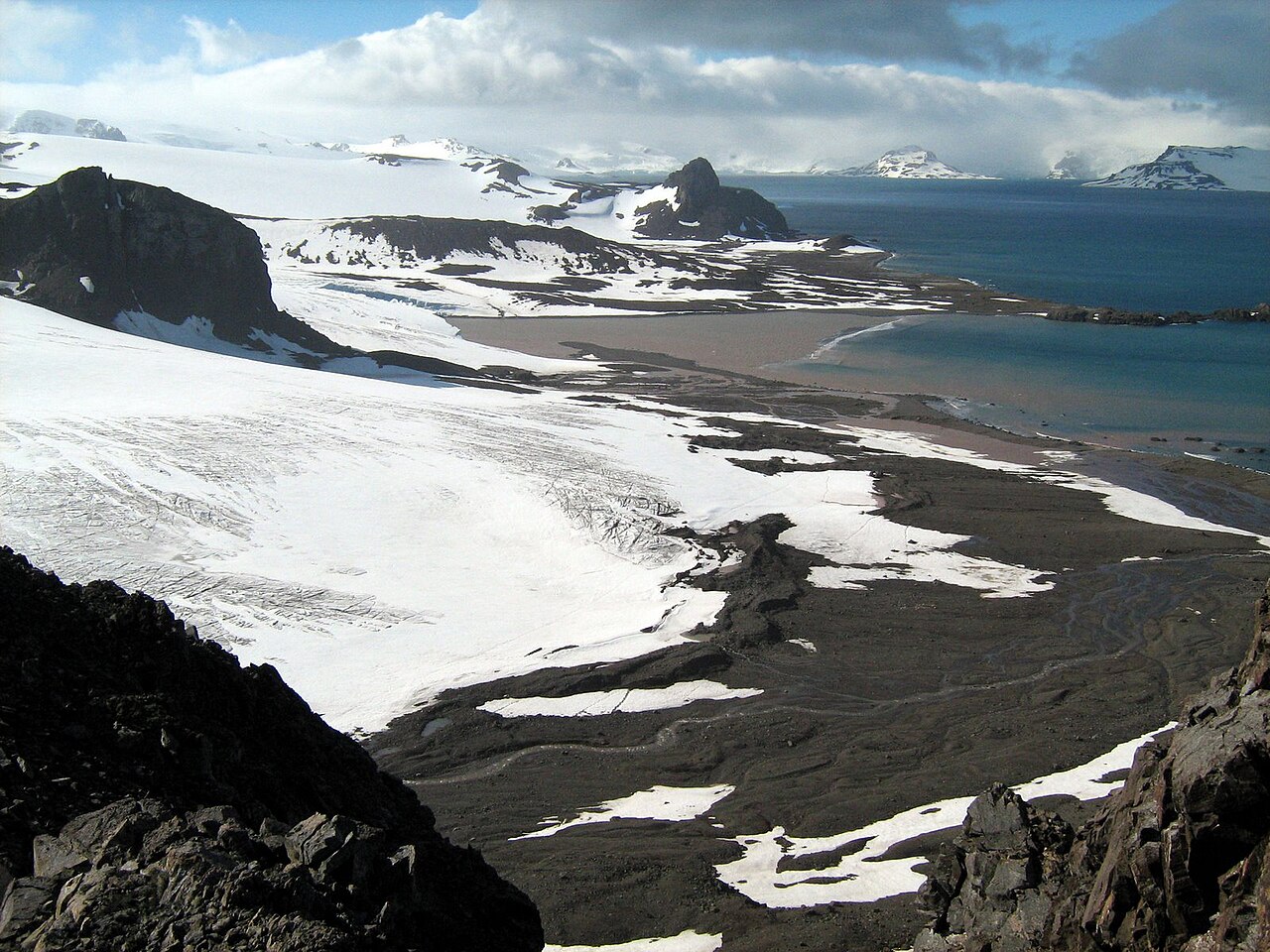 A rocky, icy Antarctic island