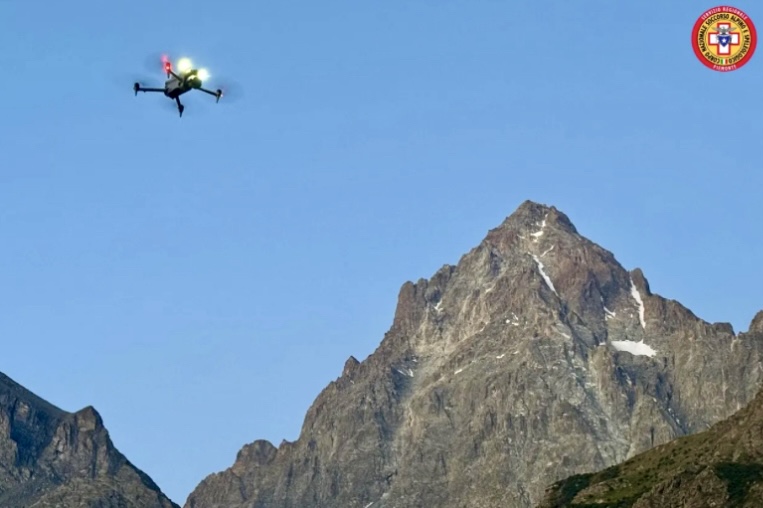 Drone overflying Monviso.