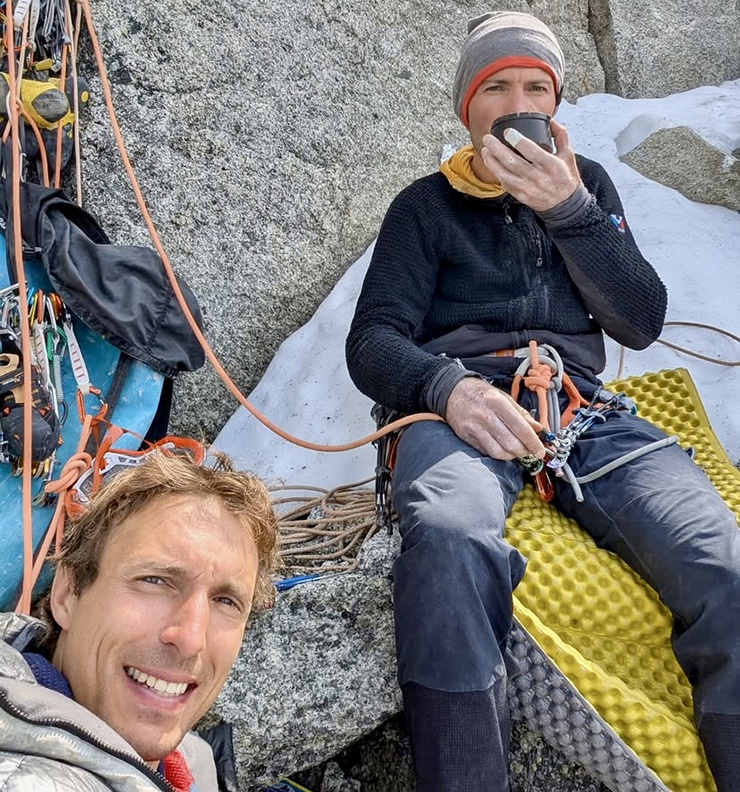 climbers taking a break on rock