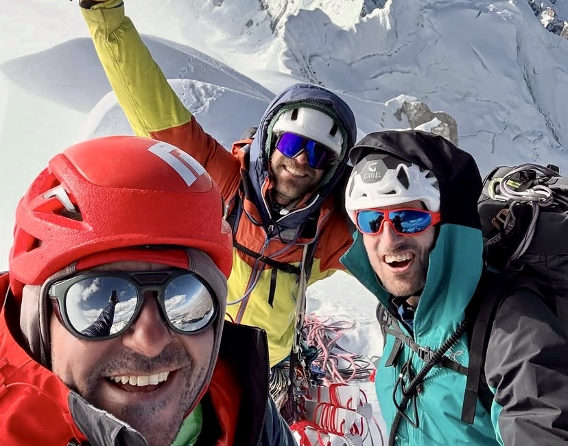 Marc Tpralles, Bru Busom and Ruben Sanmartin om the summit of Yerupaja.