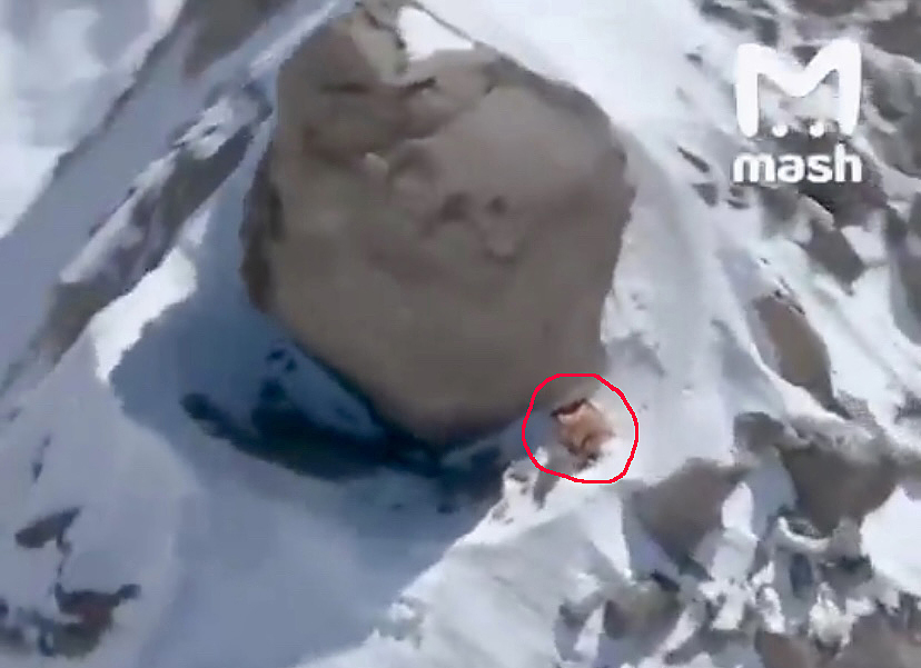 blurry aerial shot shows stranded climber's tent