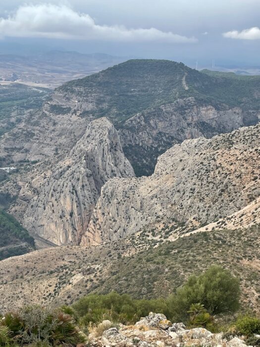 A view from the mountains in El Chorro, Spain