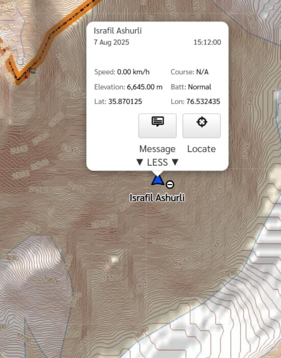 Tracker locating a climber on K2