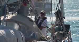 Barry Perrins on his boat.