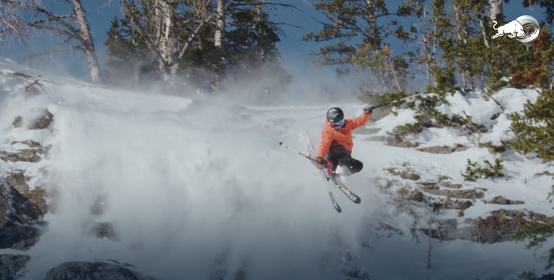 A young boy skiing
