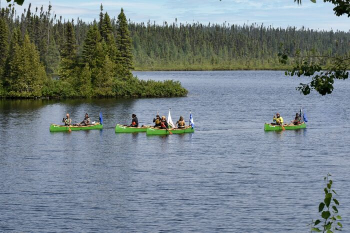 Paddlers arriving in Chibougamau. 