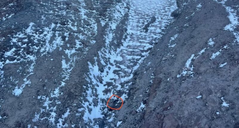The location of Matias Travizano’s body after his 600m slide. 