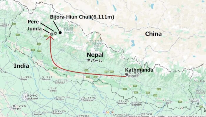 Map of Bijora Hiunchuli in Nepal.