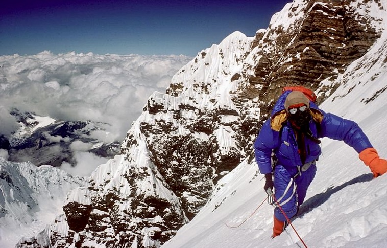 Dougal Haston climbing on the Southwest Face. 