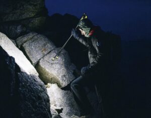 Kilian Jornet in the Sawatch range at night.