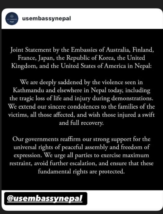 IG text post by US embassy in Nepal.