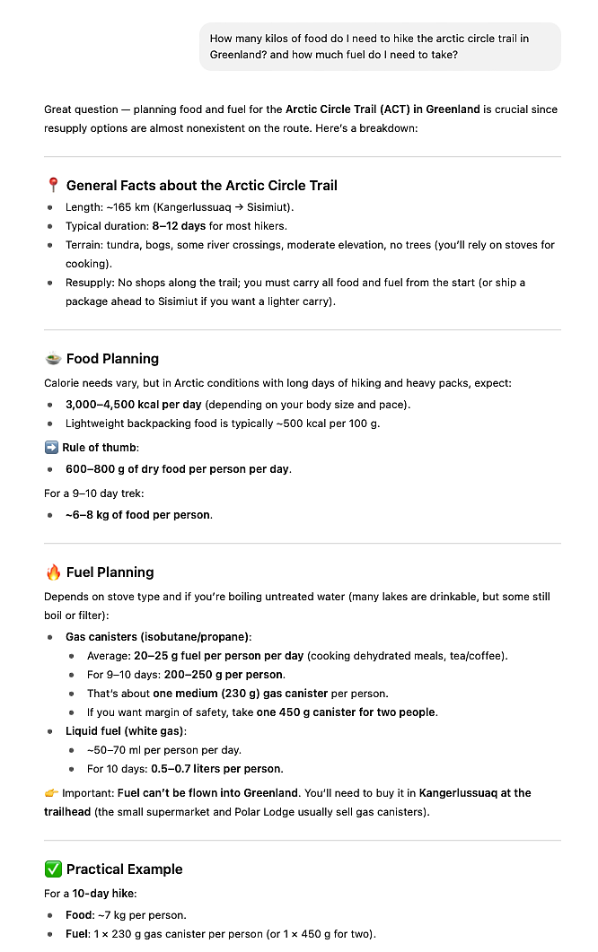AI-generated hiking advice