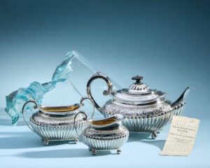 three piece silver tea set