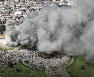 Nepal's Parliament on fire.