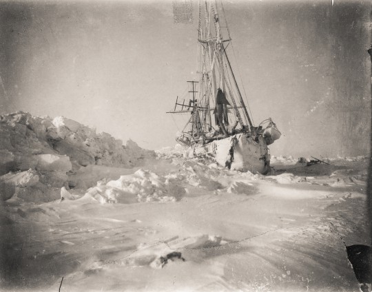A ship frozen in ice