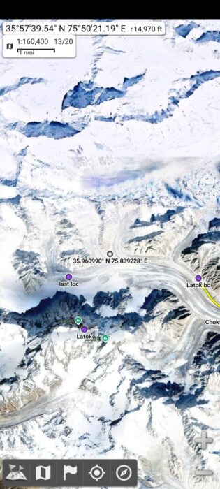 Satellite map with coordinates