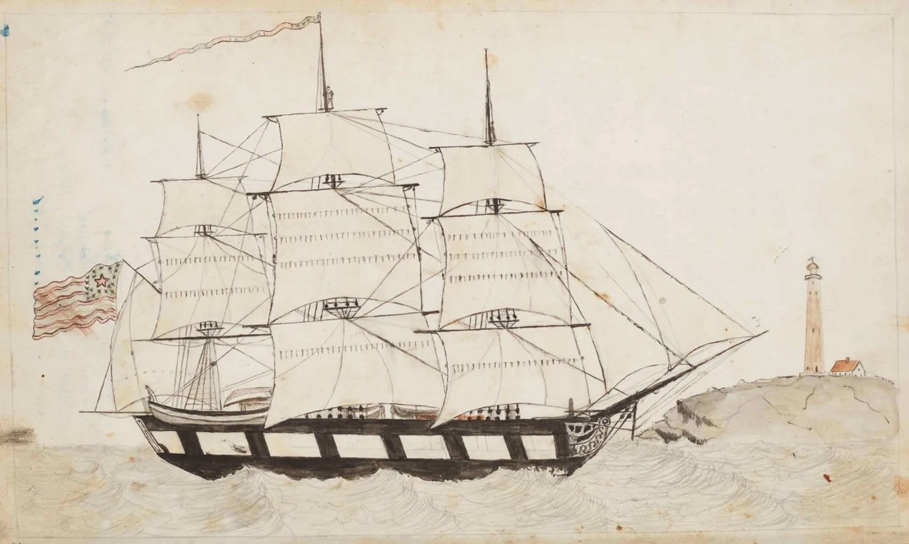 drawing of a whaling ship
