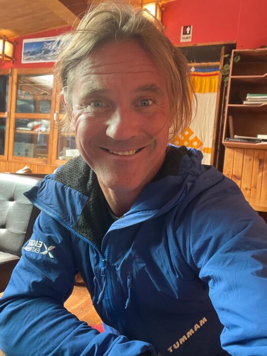 Close shot of Marek Holecek in a lodge in Namche Bazaar, Khumbu, Nepal.