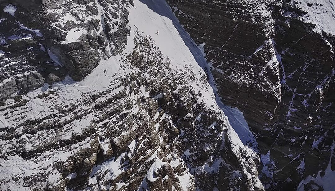 A dot on the Hornbein Couloir of Everest, actully Jim Morrison skiing it down.