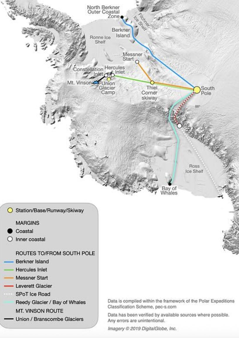 map of Antarctic routes
