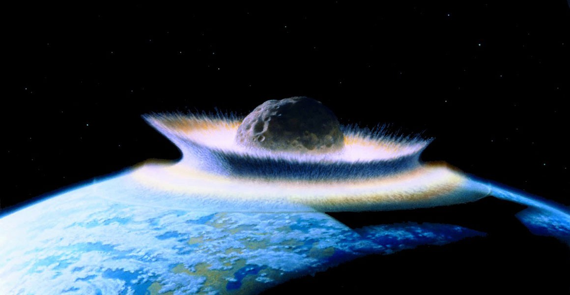 A huge asteroid hitting earth