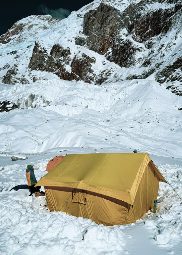 A lonely tent in the snow at Makalu Base Camp.