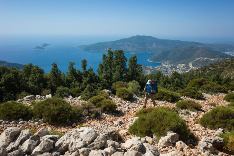 A man hikes a section of the Lucian Way in Turkey.