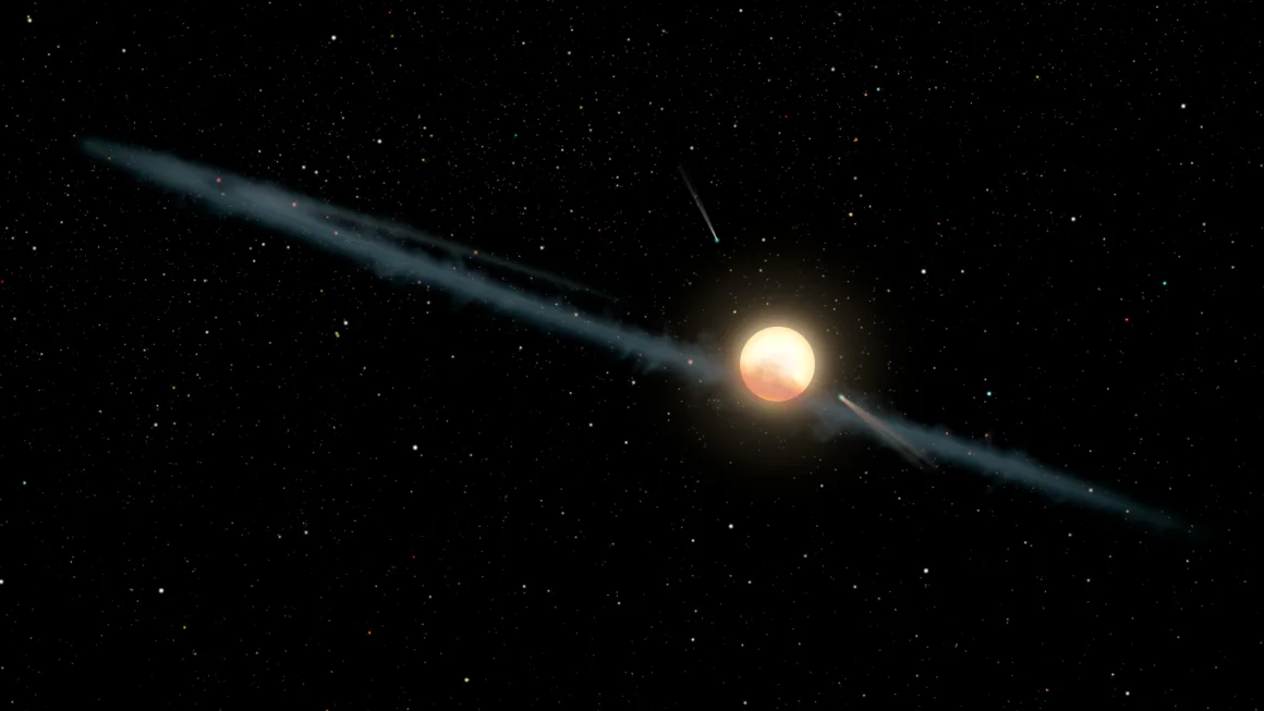 A ring of dust around a star.