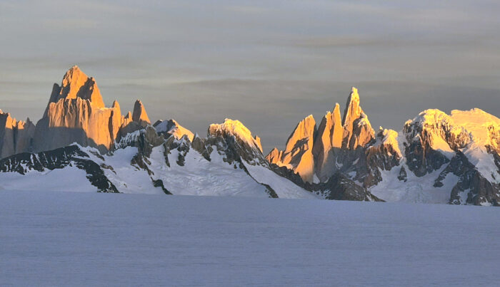 Patagonian spires at sunset.