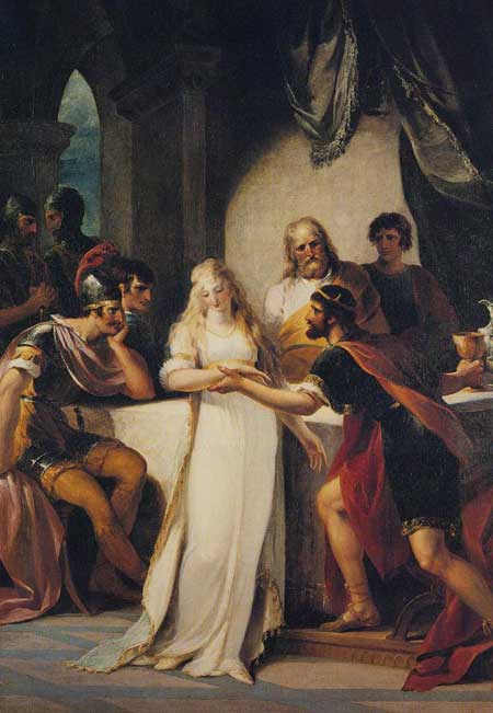 Hengist gives Rowena to Vortigern