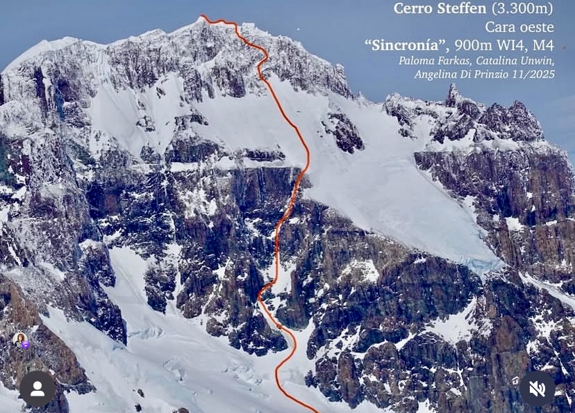 The recent new route on Cerro Steffen.
