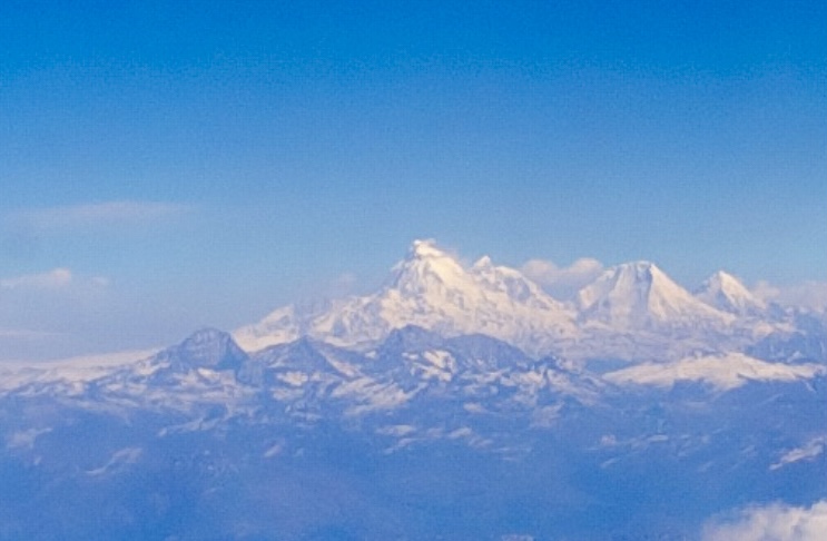 The Chomolhari massif seen from a flight.