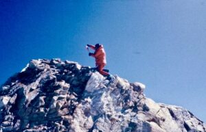 Maciej Berbeka on the summit of Manaslu, during the peak's first winter ascent.
