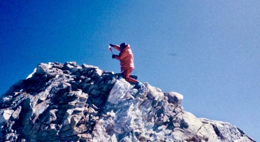 Maciej Berbeka on the summit of Manaslu, during the peak's first winter ascent.