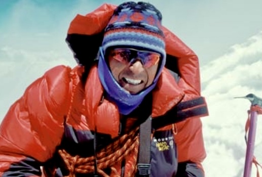 Ed Viesturs on the summit of Manaslu.
