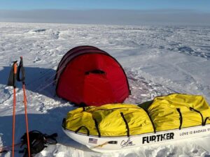 A tent a pulk in Antarctica