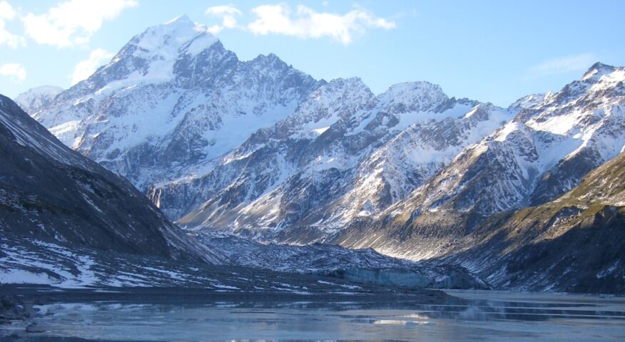 A mountain overlooking a lake