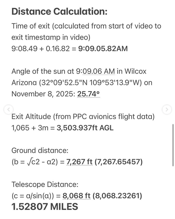A screenshot of notes app calculations of distances for the shot.