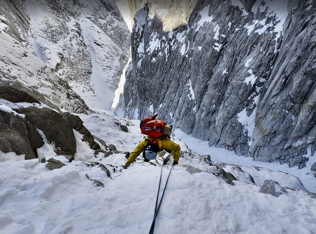 roped climber on steep face