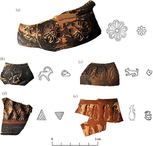 The pottery sherds and two outlines