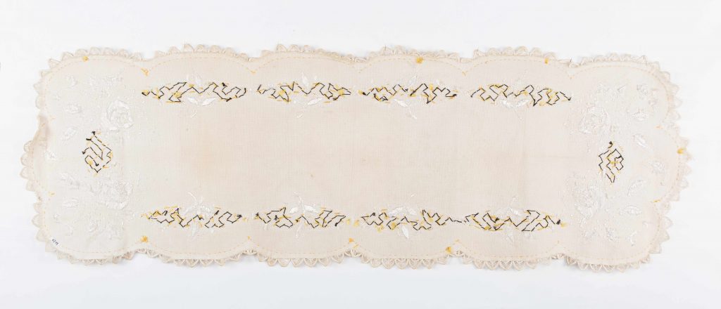 An embroidered table runner