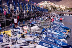 The line up of boats ready to start the World's Toughest Row Atlantic race
