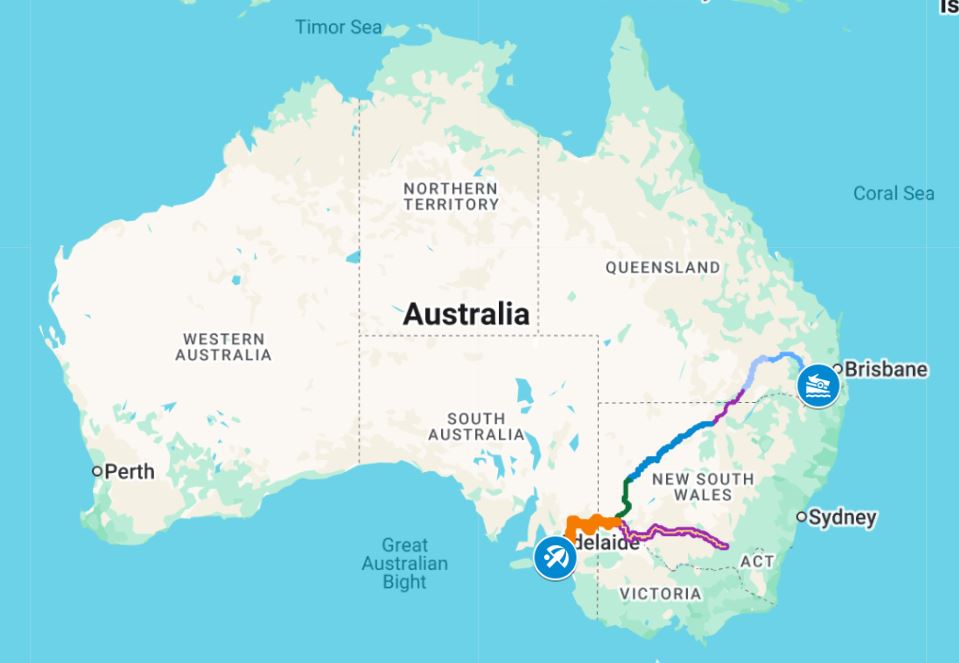 Alan Davison's inland paddle route
