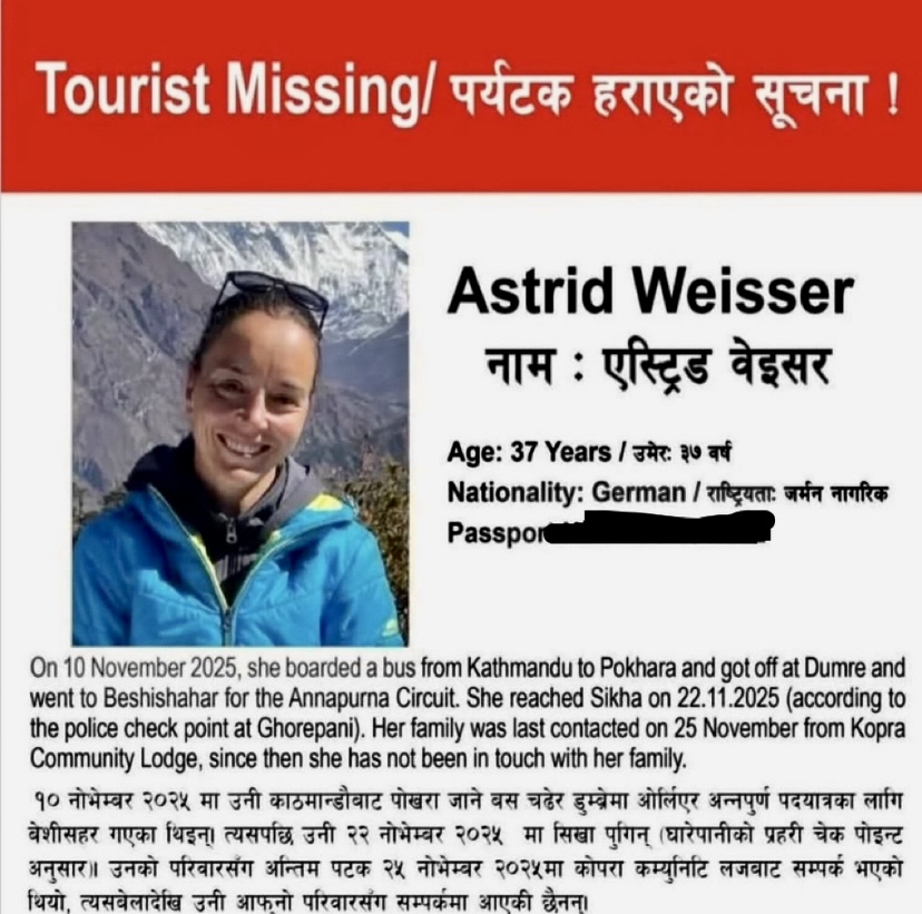 Missing trekker on social media announced. 